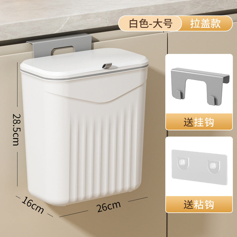 Kitchen hanging trash can for home cabinet wall hanging storage bucket plastic toilet bathroom trash can with lid wholesale