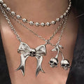 Halloween necklace wholesale fashion cross-border jewelry exaggerated sense of design bows skull dark style clavicle chain