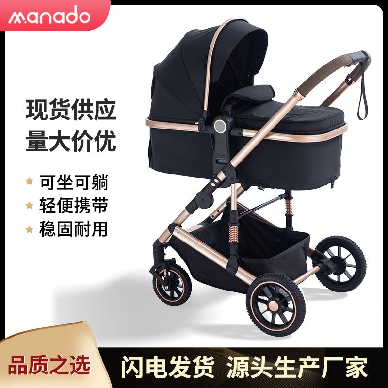High-view, two-way stroller - convertible pushchair, lightweight & foldable, four-wheel, all-season use