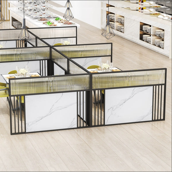 Restaurant booth fence half wall hot pot barbecue shop wrought iron Changhong glass hotel low partition aisle low screen