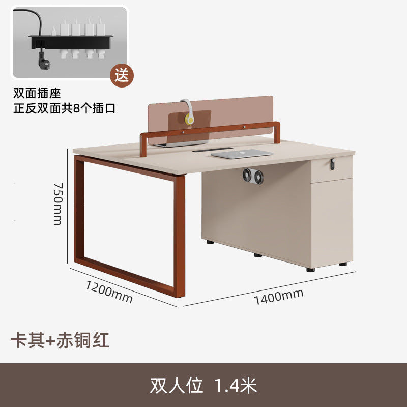 Thickened steel frame office desk and chair combination four-person double 2-person 4-person desk casual modern office electric thickened