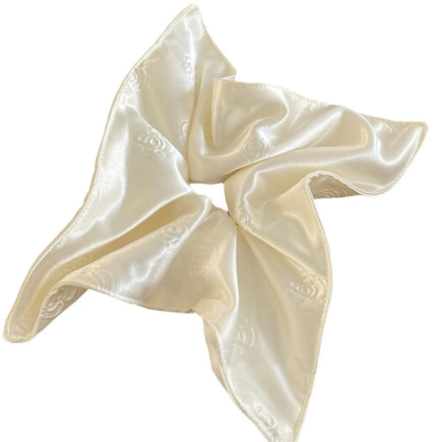 Camellia pear white satin square scarf hair tie low ponytail ball hair accessories hair curler spring hair tie handmade camellia