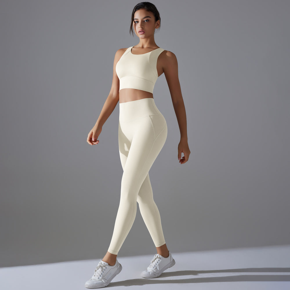 New arrivalpure color free underwear fixed cup beautiful back sports yoga suit tight high elastic fitness antibacterial yoga clothes