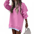 independent station  hot seller: autumn/winter fashion patchwork side-zip pullover sweatshirt for women