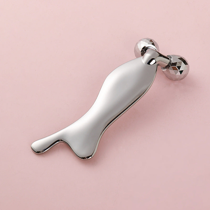 Manufacturer's 3d roller massager, facial lifting and firming v-face beauty massage stick, handheld metal scraping instrument