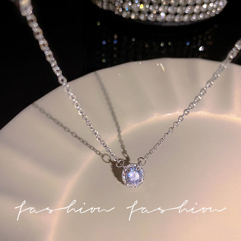 Korean ins style pearl zircon titanium steel necklace for women easiest for matchniche styleclassy sense clavicle chain fairy jewelry wholesale