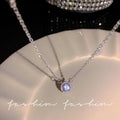 Korean ins style pearl zircon titanium steel necklace for women easiest for matchniche styleclassy sense clavicle chain fairy jewelry wholesale