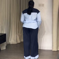 European and american cross-border women's clothing  summer new casual round neck faux two-piece sweatshirt high-waisted wide-leg pants set