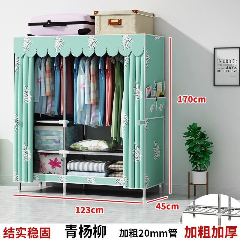 Simple fabric wardrobe rental house steel pipe thickened wardrobe for home bedroom dormitory storage cabinet