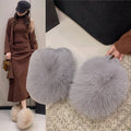 plus sizepure color fluffy large fur slippers soft bottom winter toe-cap home heattech multi-color cotton slippers
