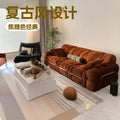 Nordic light luxury retro steel tooth velvet fabric sofa italian medieval style house living room small apartment three-seater