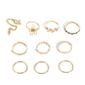 Korean-style wholesale rings, european and american cross-border jewelry, autumn and winter fashion floral statement rings, unique exaggerated snake-shaped stacked rings