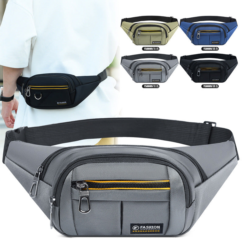 Cross-border men's fanny pack, construction site work, portable mobile phone bag, outdoor sports breast bag, trendy versatile shoulder messenger bag