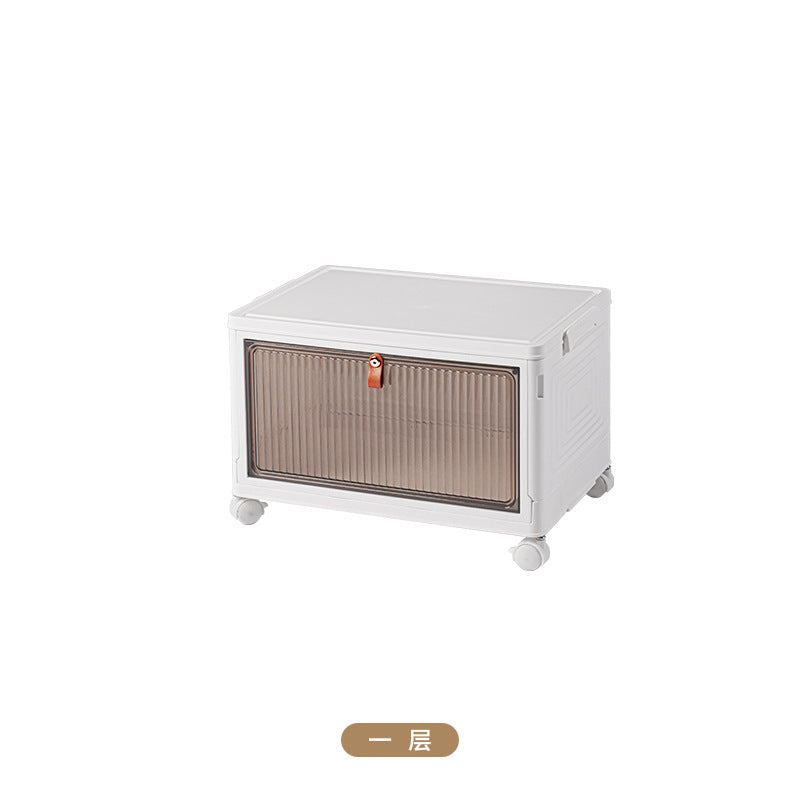 Storage box with wheels Removable snack storage cabinet Household clothing Multi-layer storage box Transparent dust-proof finishing box