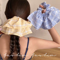 Yellow grids pattern skirt large intestine hair tie korean ins style eleganteasiest for match low ponytail hair rope headband flower hair accessories