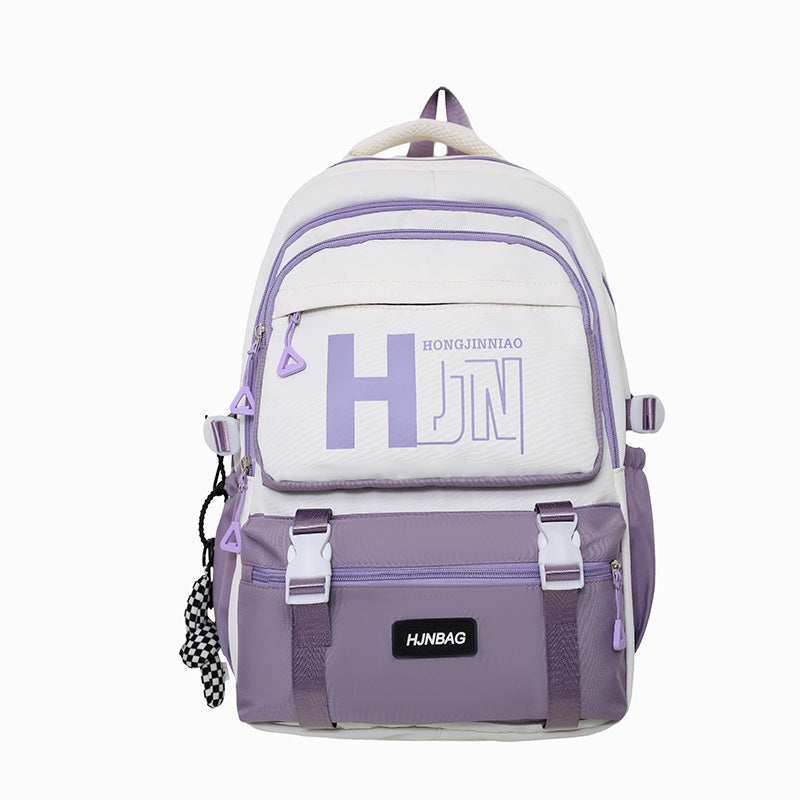 New backpack, junior high school, male and female students, campus schoolbag, large capacity, fashion trend, strong and durable leisure bag