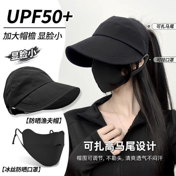 Zhao Ruth same sunscreen UV protection can tie ponytail empty top cap bucket hat summer outdoor sun hat