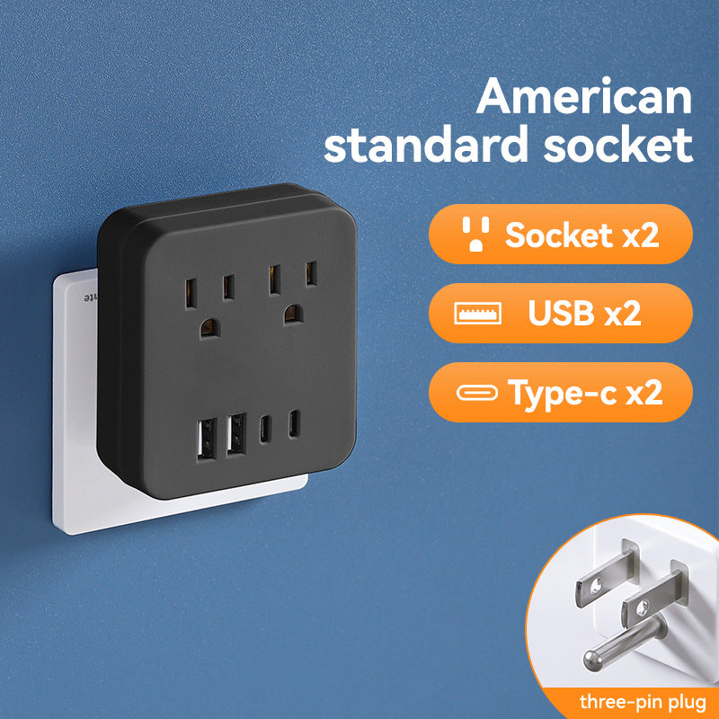 supply of american standard 110v converter socket usb+type-c fast charging strip socket slot expansion multi-hole