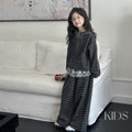 Girls'  autumn striped hoodie set: stylish hooded sweatshirt and wide-leg pants two-piece outfit for big girls