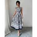 listing: new  women's original elegant vacation style sleeveless printed dress