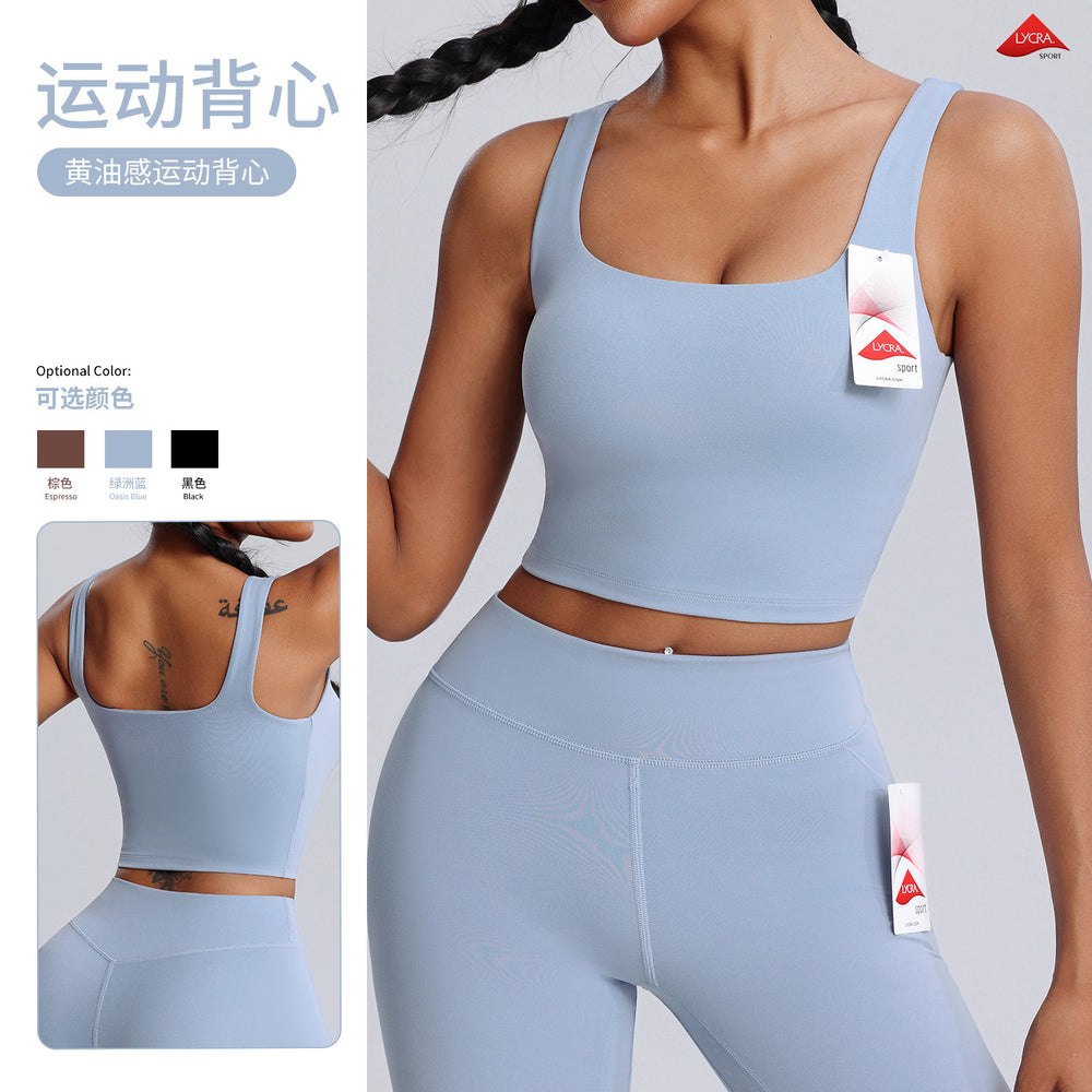 Lulu-inspired lycra sports bra for women - shockproof, butter-soft, running, fitness, and yoga vest with padded cups