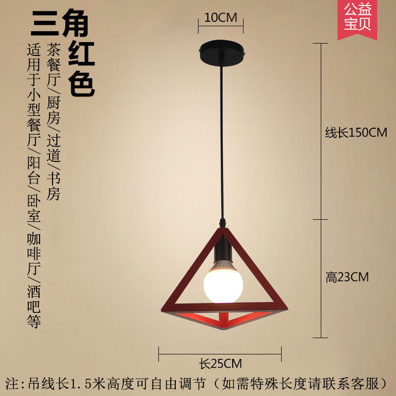 Nordic retro iron restaurant pendant light - three-light industrial style creative artistic small chandelier for hallway and dining room lighting