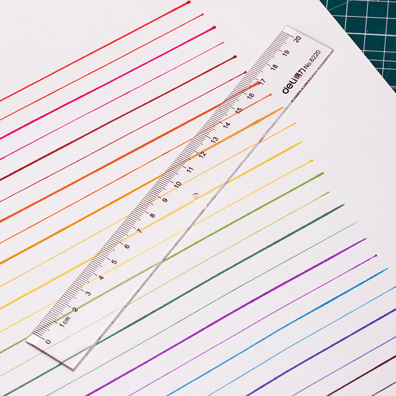 Deli 6220 ruler 20cm ruler, transparent ruler, student stationery ruler, scale office supplies