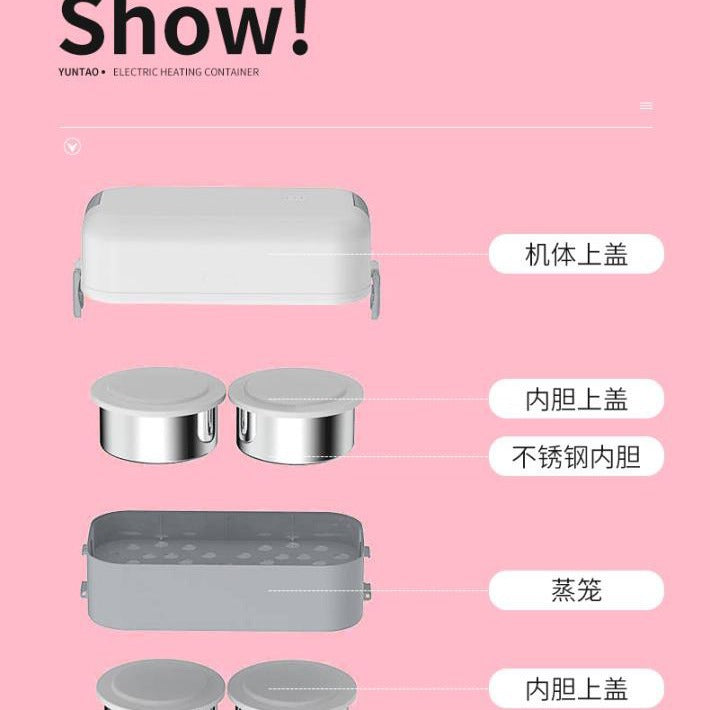 Mini white heated lunch box - japanese minimalist style, single/double layer, double/quad compartment, insulated, perfect for work, students, dorms, cross-border e-commerce