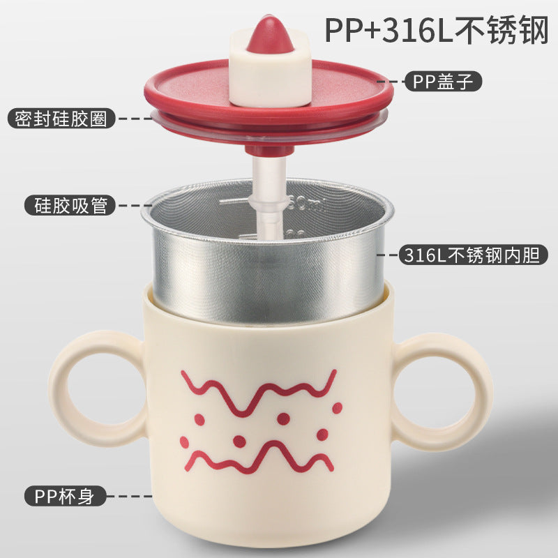Kids' sippy cup with spout, graduated baby milk cup, drinking cup, home use baby straw cup, maternity and baby supplies