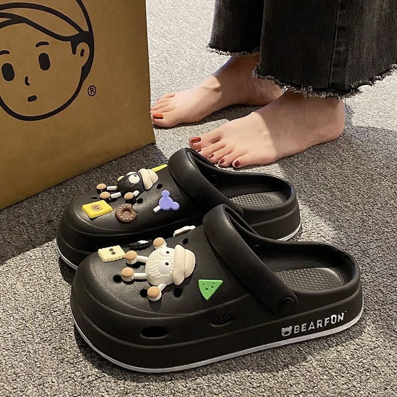 2024 new eva clogs summer women's outdoor thick-soled beach sandals "stomping on shit" comfort non-slip girls' slippers wholesale