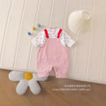 Autumn cherry two-piece overalls set - girls' outfit, new cartoon style, korean fashion, cute baby