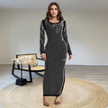 C7417 cross-border   fashion women's sleeveless bodycon rhinestone beaded elegant dress