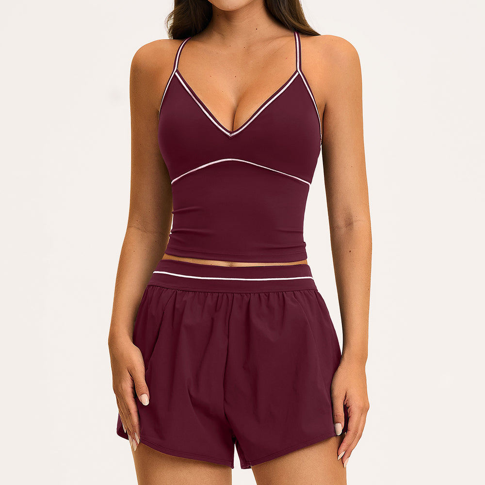 new yoga outfit: high-waisted peach lift, color block, push-up, and beautiful back design - activewear set 9615