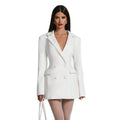 european and american style women's winter new arrival: solid color long sleeve fashionable sexy deep v slim fit blazer dress