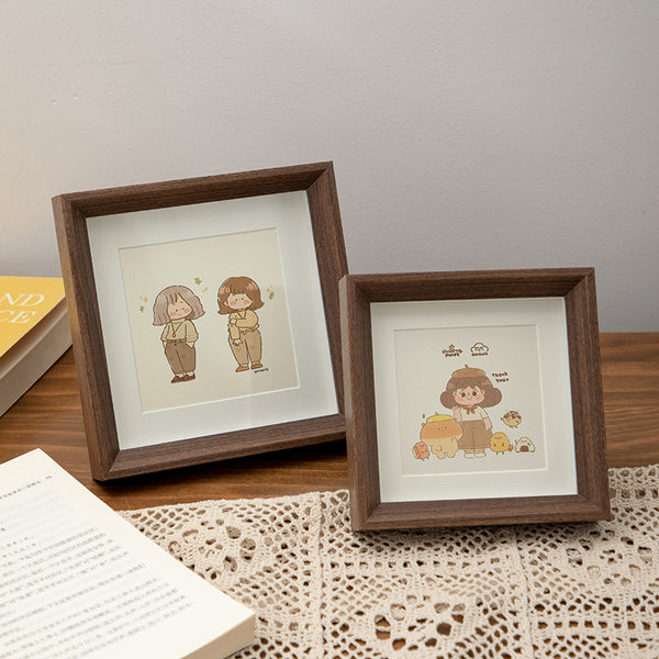 Wooden square small photo frame table ins wind mini photo frame ornament 4 inch 5 inch 6 inch picture frame hollow photo frame wholesale