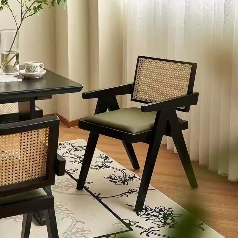 Used wabi-sabi style light luxury solid wood chair chandigarh home chair retro armchair stool high back dining chair