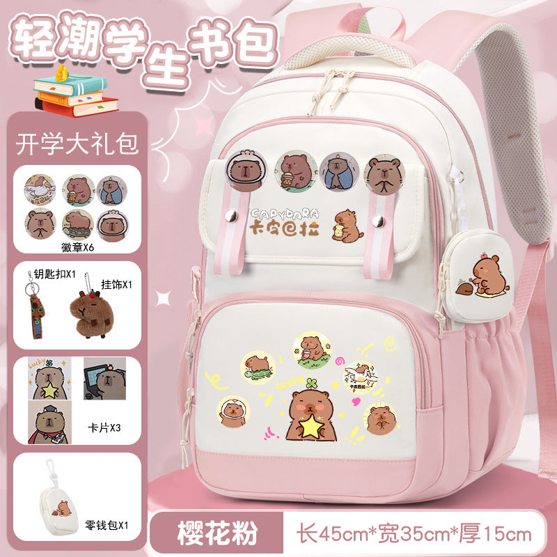 Kapibara schoolbag versatile large capacity lightweight 3-4-6 grade primary school students reduce the burden 2025 new backpack