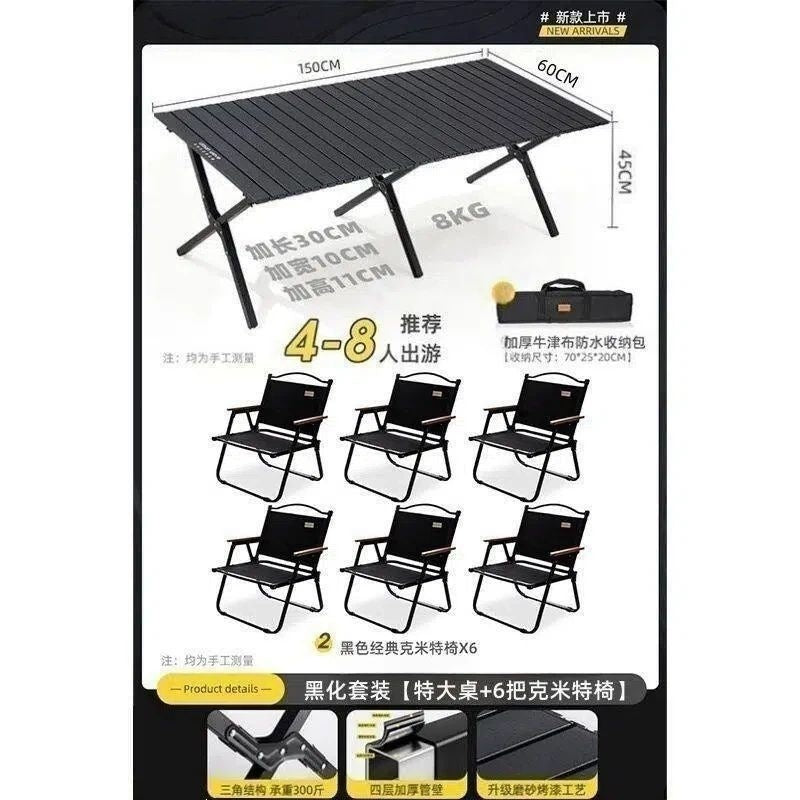 Camping table outdoor multi-functional foldable camping table and chair suit stall table portable plaid camping chair no