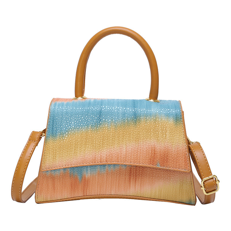 Crossbody popular bag women's fashionstylish shoulder dinner bag tie-dye 2024new arrivaltrendypatchwork colorful satchel bag