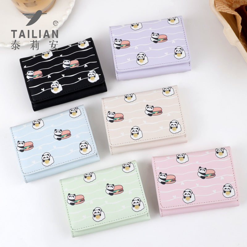New  versatile cute panda girl small change purse, primary and secondary school student campus card holder wholesale ID card