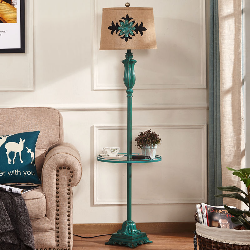 Green floor lamp living room bedroom american bedside lamp nordic coffee table floor lamp frenchretro lamp storage rack