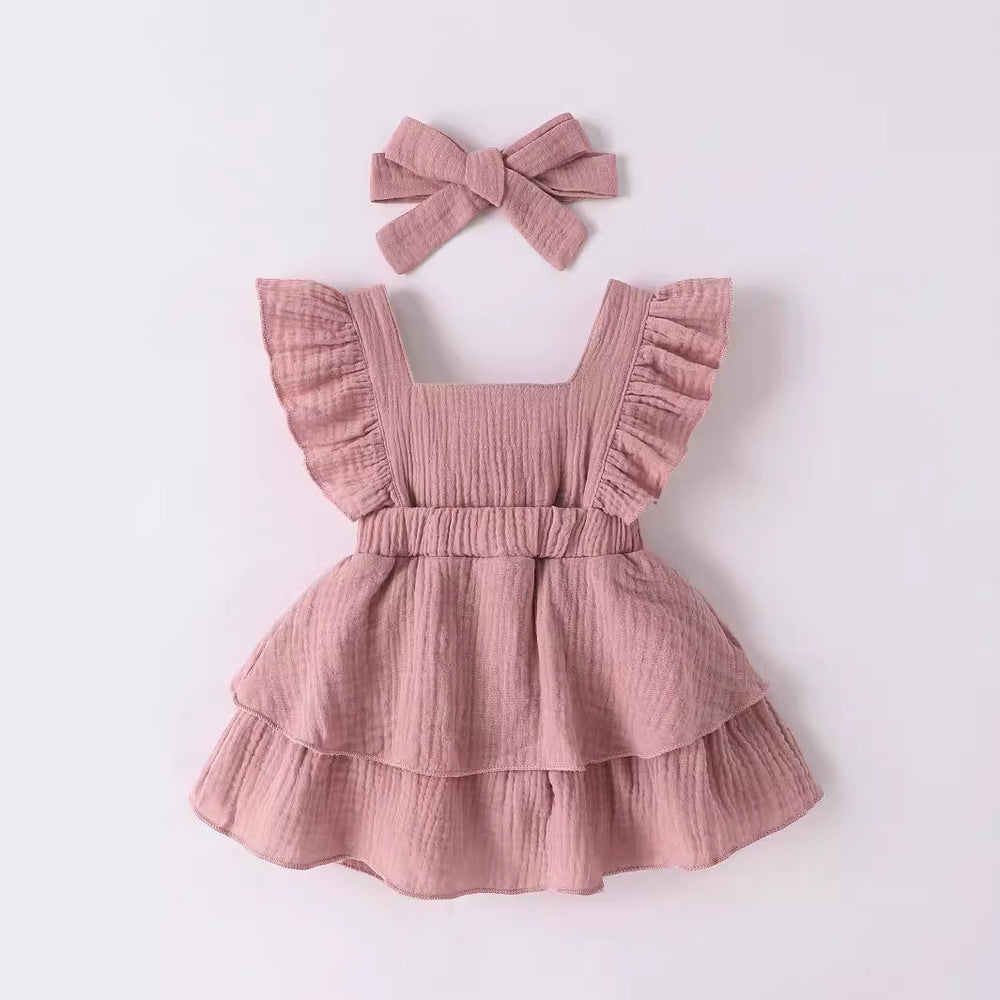 children's skirt two-piece headwear dresssuit baby dress dress cotton new arrival dress style vacation fashion