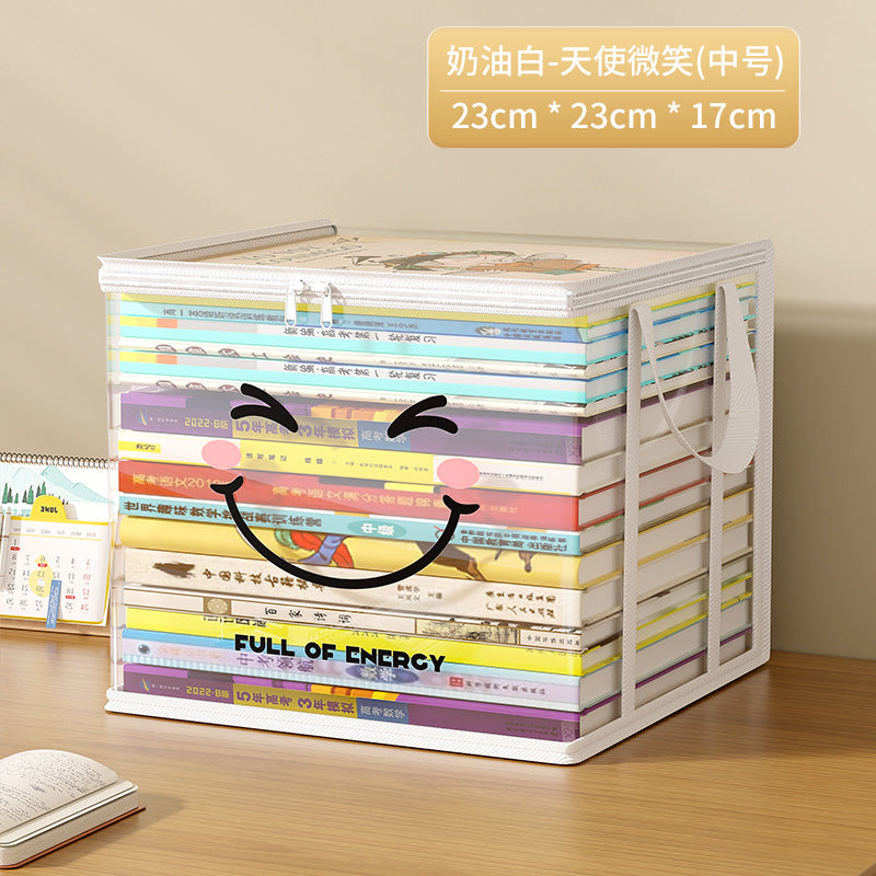 Book storage box Classroom household dust-proof transparent book box bag Desktop bookshelf Old books Toy sorting storage bag