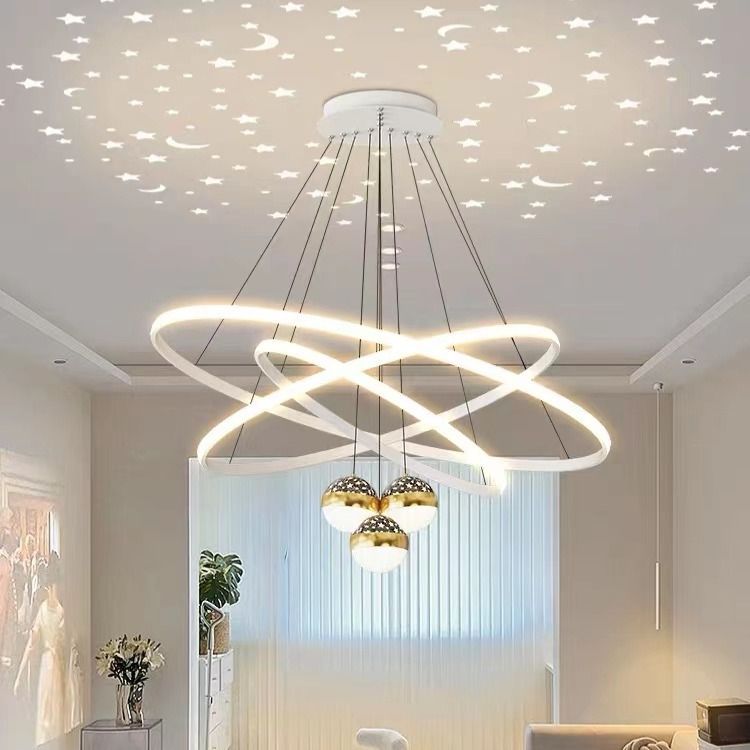 Zhongshan Lighting Starry Sky Projection Ceiling Light Apartment Living Room Light Main Light Dining Room Chandelier Bedroom Living Room Chandelier