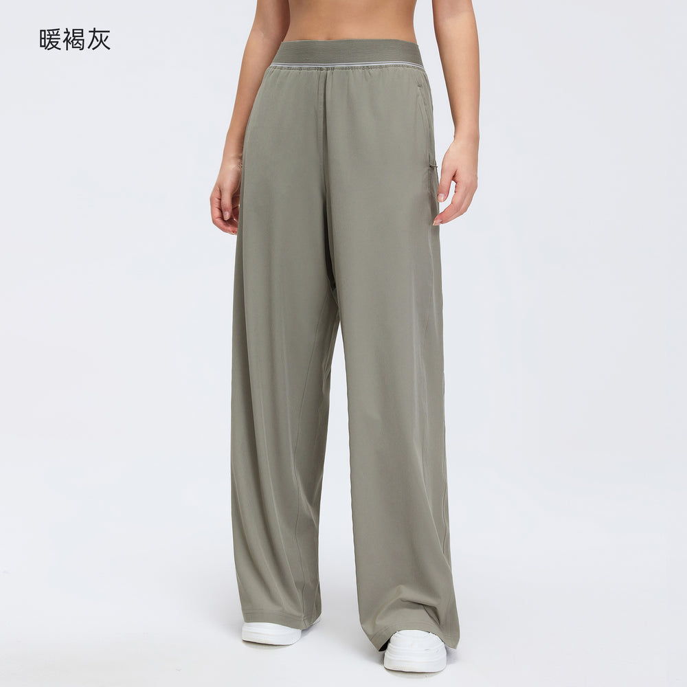 Straight-legeasiest for matchcasual pants women's drape plaidloose pantshigh waistslimming look fitness sports pantsd26092