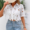 fashion women's lacefashioneasiest for matcheleganceelegantshirttopscasual holiday party cut outshirt