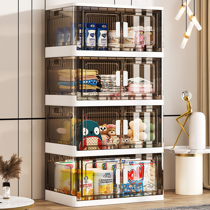 50-70 width, folding storage cabinet plastic transparent household clothes storage box children's toy storage locker