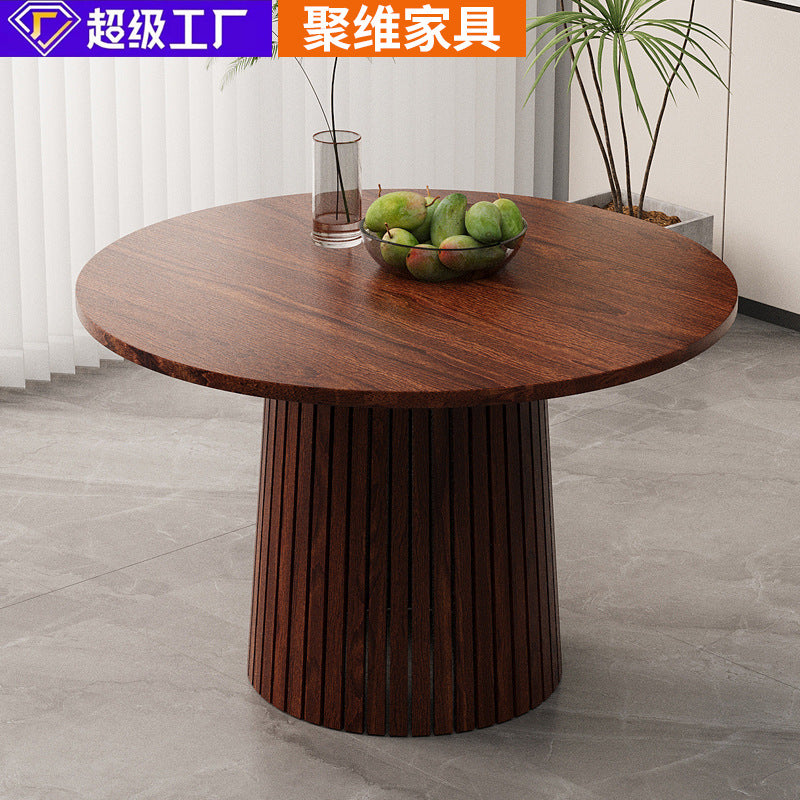 Minimalist modern black walnut small apartment round table nordic style manufacturer wholesale custom round natural wood color dining table