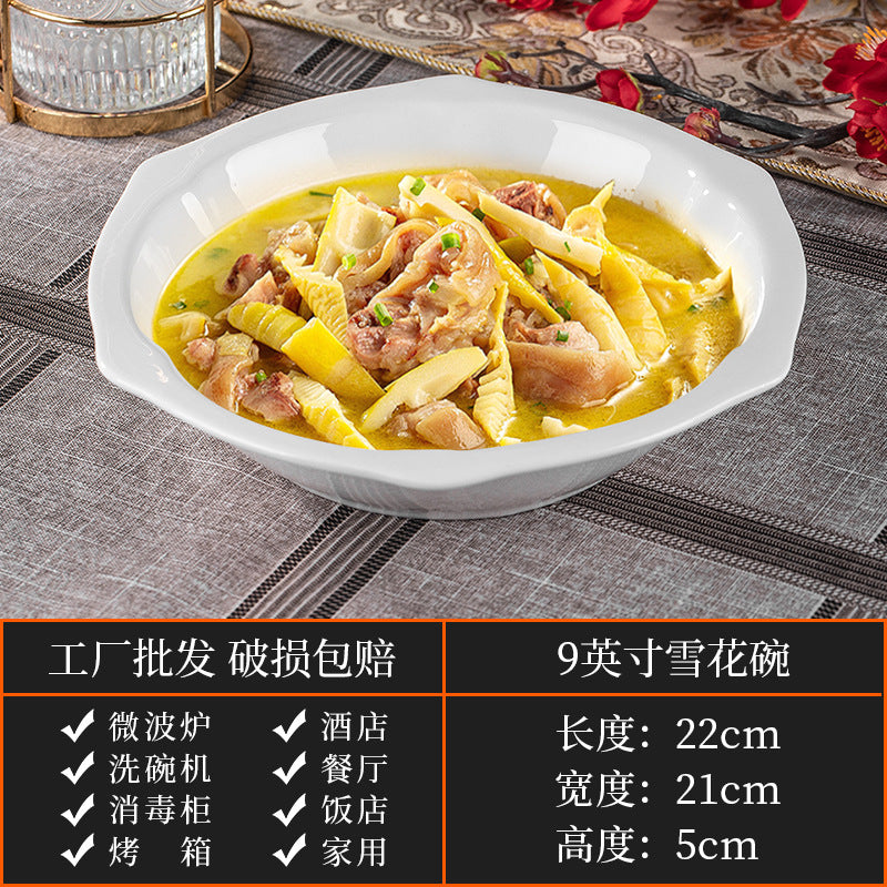 High-end ceramic pure cabbage plate, special-shaped asymmetrical cold dish plate, stir-fry plate, tableware for restaurants and hotels