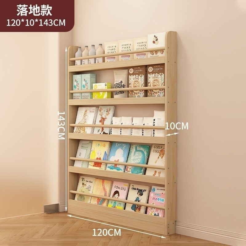 Ultra-thin door rear bookshelf against the wall for home bedroom door rear storage rack multi-layer storage solid wood all-in-one picture book storage